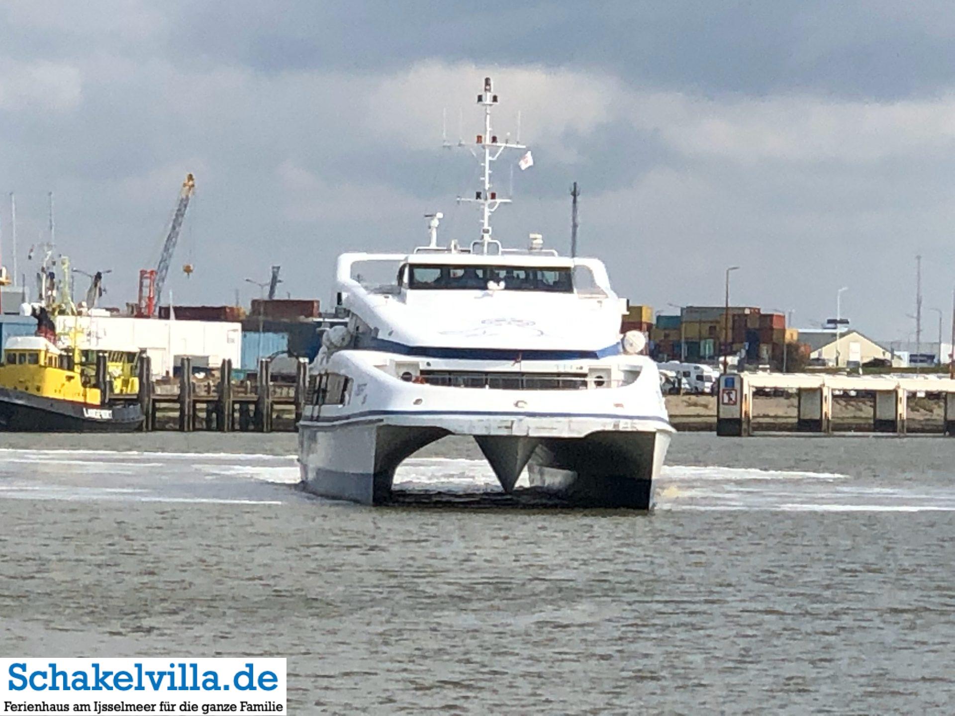 Schnellboot Catamaran Fähre am Harlinger Vlootdag - Schakelvilla Ferienhaus mit Sauna in Makkum am IJsselmeer