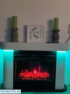 Ferienhaus innen 11 Kamin am Abend - Wohlfühlatmosphäre bei uns im Wohnzimmer des Ferienhauses Schakelvilla gibt nun ein LED-Elektrokamin der Firma Klarstein mit zwei elektrischen Heizstufen