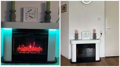 Kamin im Ferienhaus - Wohlfühlatmosphäre bei uns im Wohnzimmer des Ferienhauses Schakelvilla gibt nun ein LED-Elektrokamin der Firma Klarstein mit zwei elektrischen Heizstufen