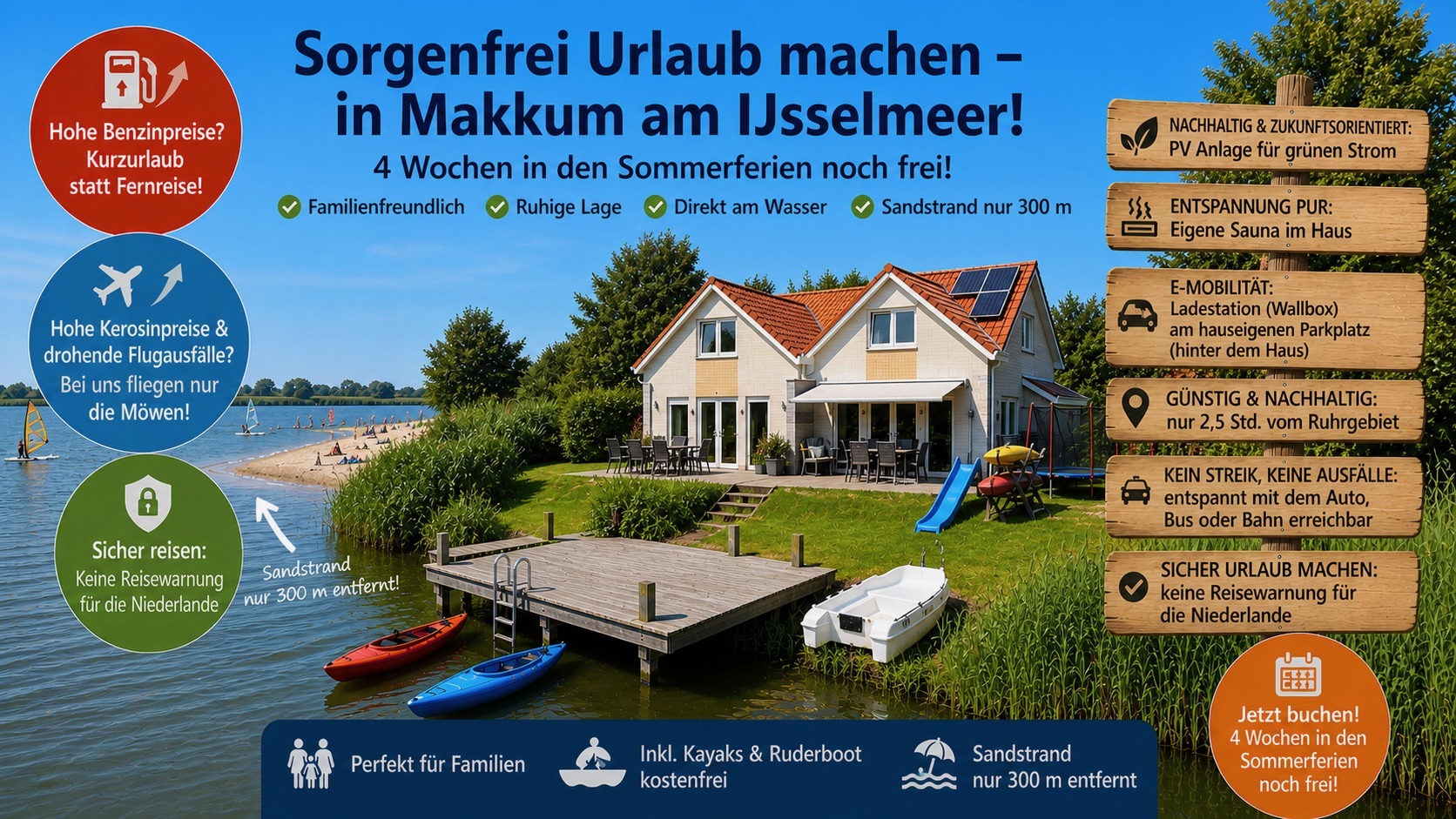Sorgenfrei Urlaub machen in Makkum am IJsselmeer – Familienzeit direkt am Wasser
