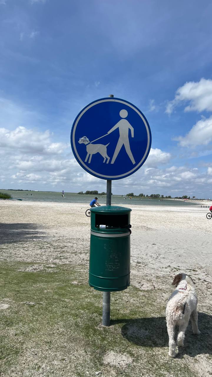 Hunde am Strand Makkum - Schild Hund an Leine erlaubt
