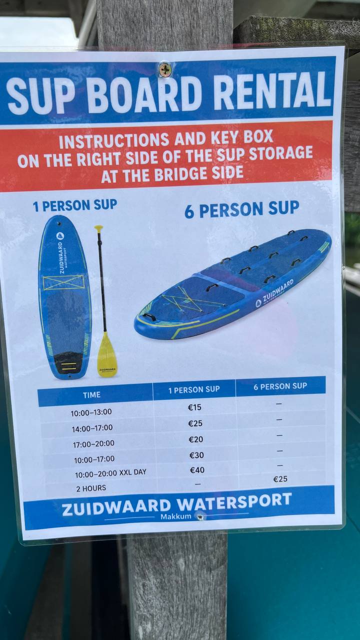 SUP-Boards Self-Service Makkum – Ausleihstation Übersicht