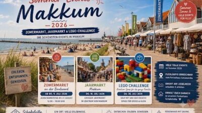 Sommer-Events Makkum 2026 – Strand von Makkum mit Strandpromenade und Beach Resort am IJsselmeer (KI-generiert)