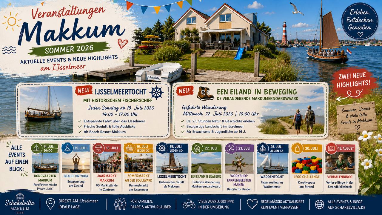 Veranstaltungen Makkum: IJsselmeertocht & Wanderung im Sommer 3 Veranstaltungen Makkum: IJsselmeertocht & Wanderung im Sommer