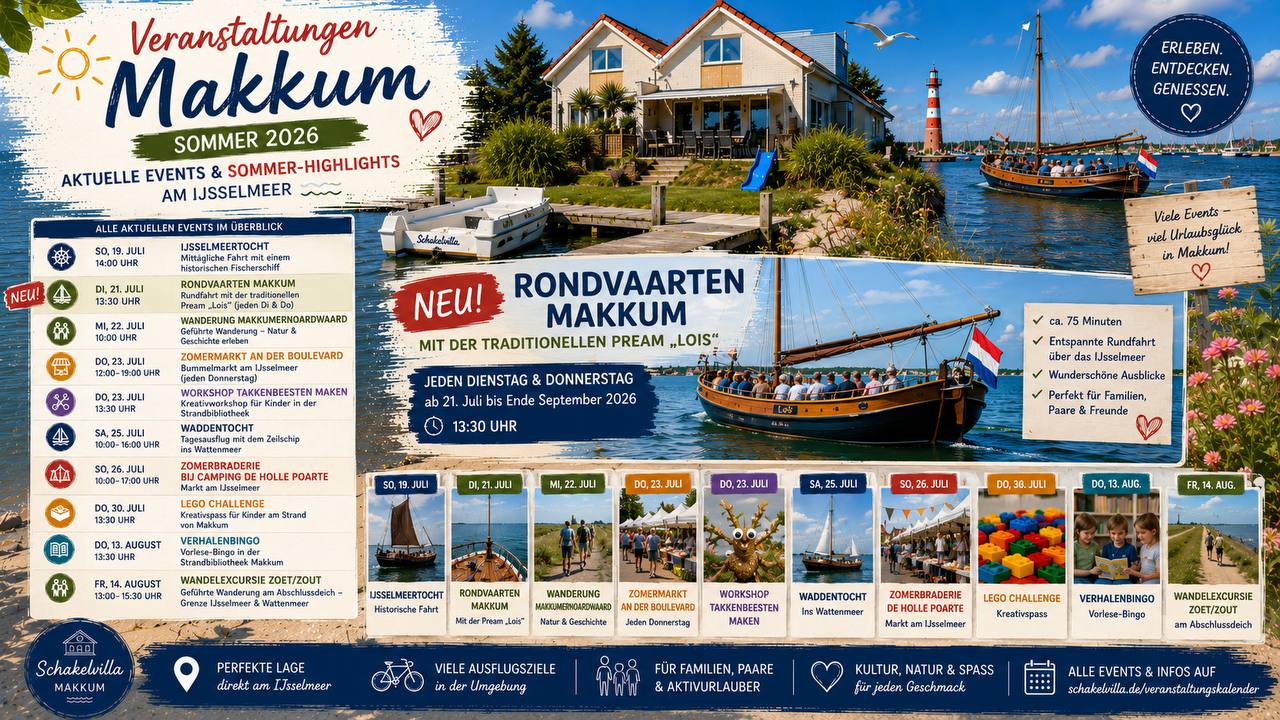Veranstaltungen Makkum: Rondvaarten Makkum – Sommer-Highlights 2026