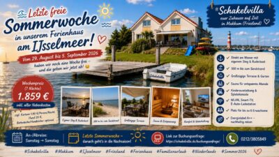 Schakelvilla Sommerwoche 2026 – Letzte Chance: 29. August bis 5. September 1
