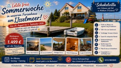 Schakelvilla Sommerwoche 2026 – jetzt mit reduziertem Preis von 1.499 € für die letzte Sommerwoche