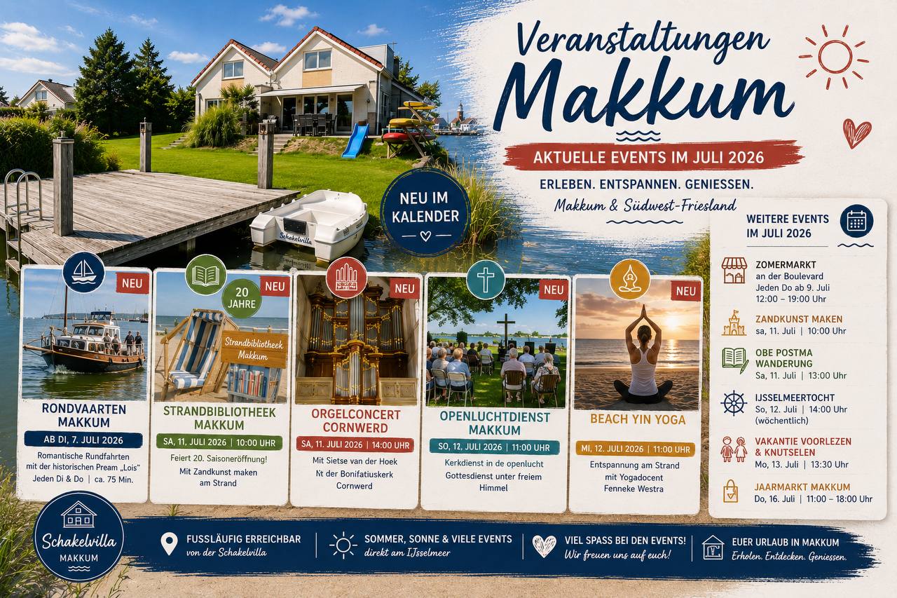Veranstaltungen Makkum: Openluchtdienst und Sommer-Events 2026