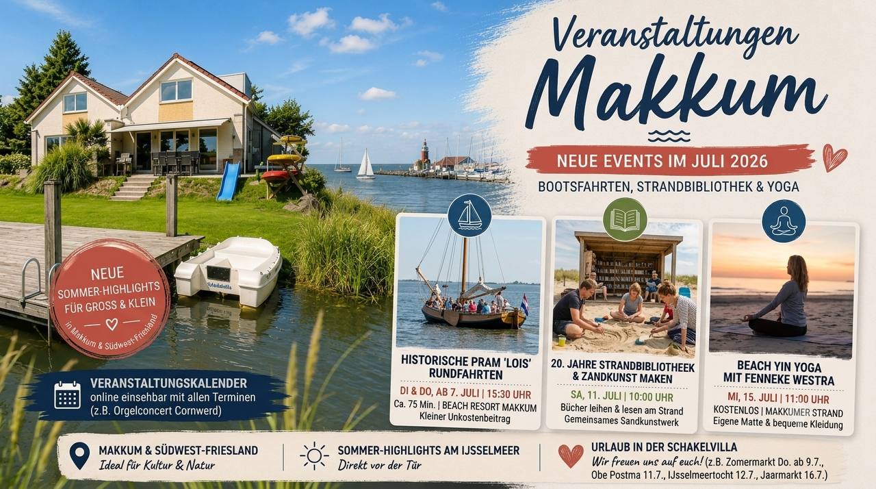 Veranstaltungen Makkum: Rondvaarten & Strandbibliothek – Sommerhighlights in Makkum 5 Veranstaltungen Makkum: Rondvaarten & Strandbibliothek – Sommerhighlights in Makkum