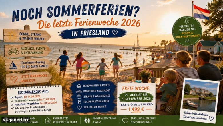 Letzte Ferienwoche 2026 in Friesland – Ferienhaus Schakelvilla Makkum