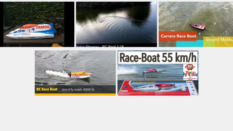 RC-Boote vor der Schakelvilla in Makkum – Collage aus fünf ferngesteuerten Booten