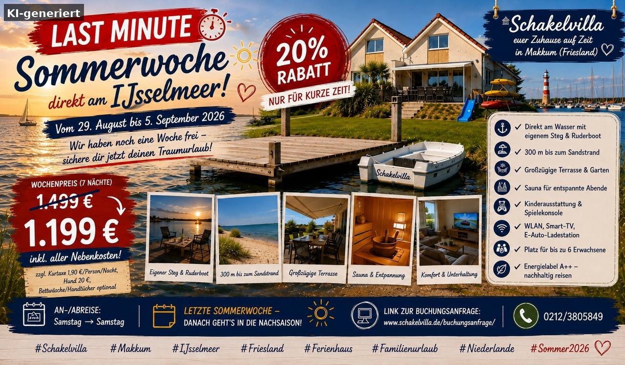 Super Last Minute: 29.08. – 05.09.2026 für nur 1.199 €
