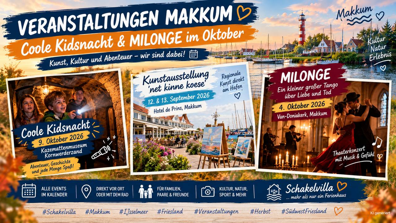 Veranstaltungen Makkum: Coole Kidsnacht & MILONGE im Oktober