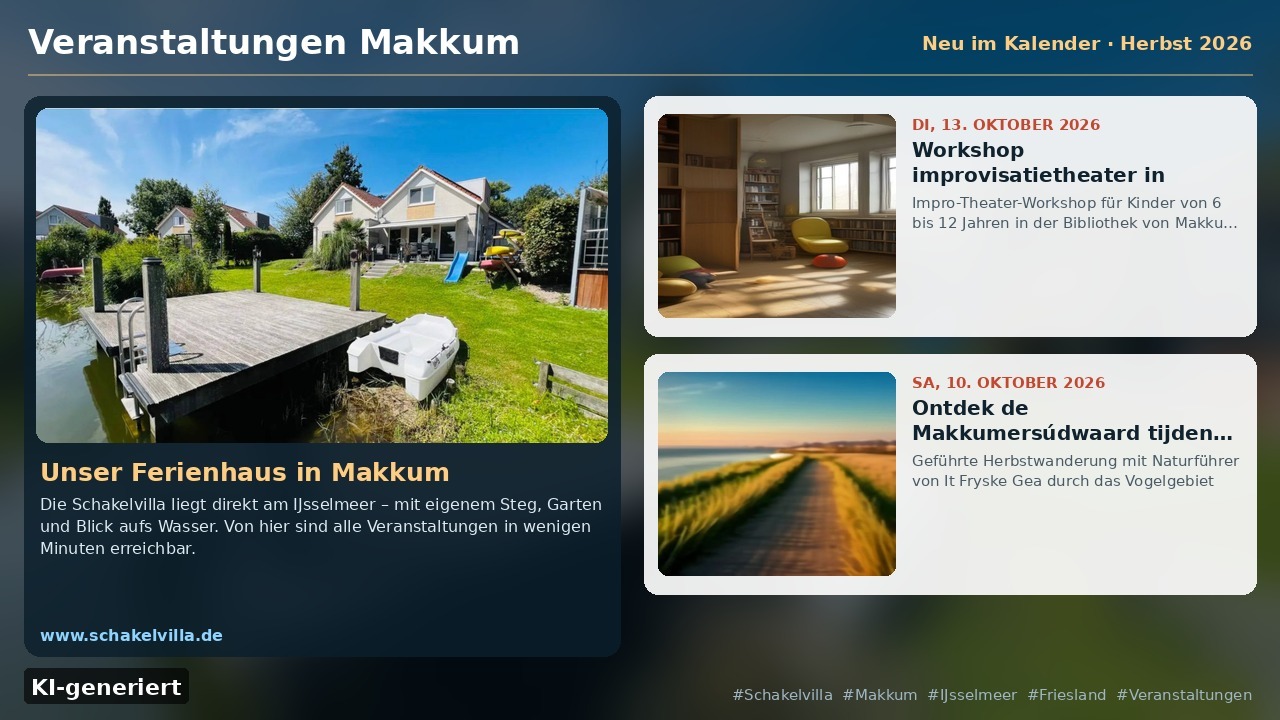 Veranstaltungen Makkum: Impro-Theater und Herbstwandern im Oktober