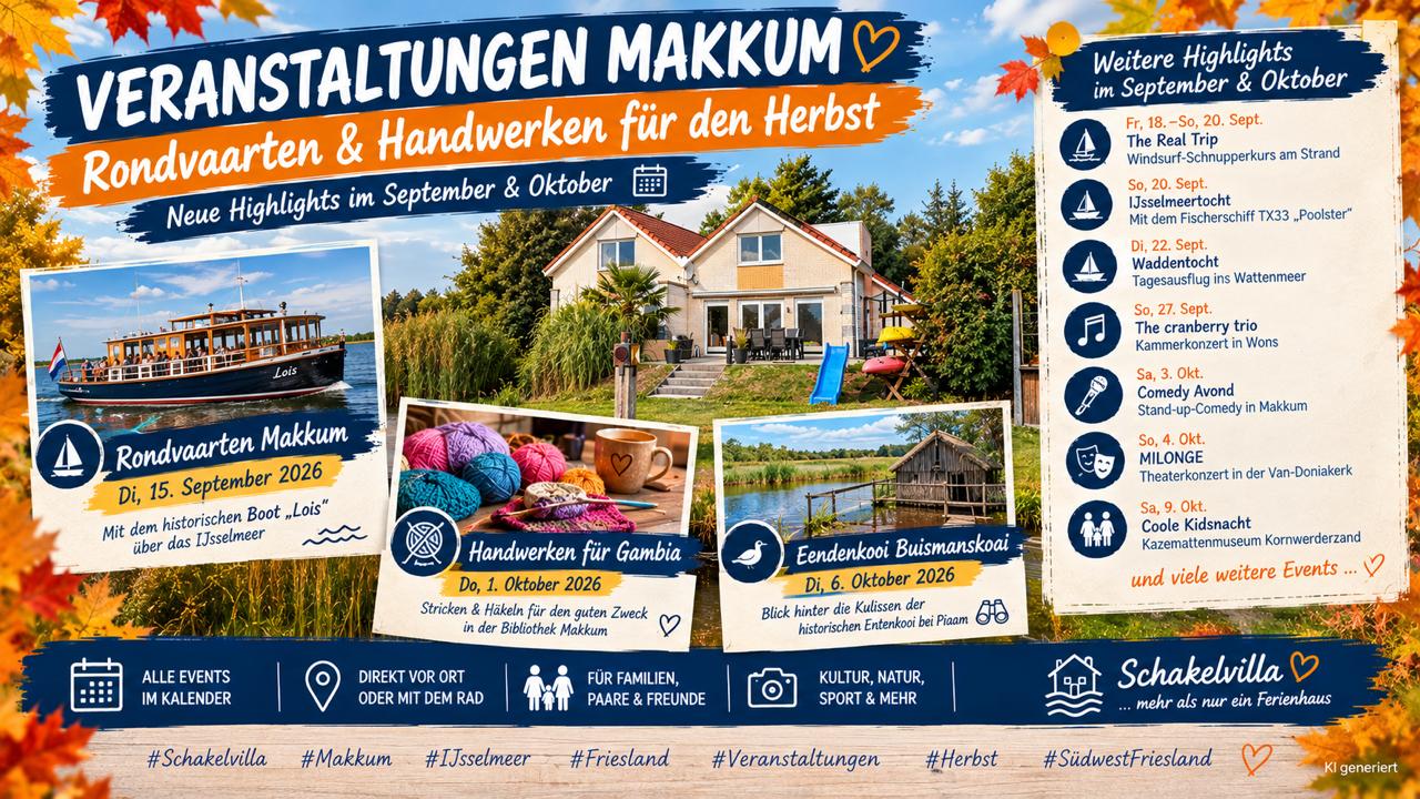 Veranstaltungen Makkum: Rondvaarten & Handwerken für den Herbst