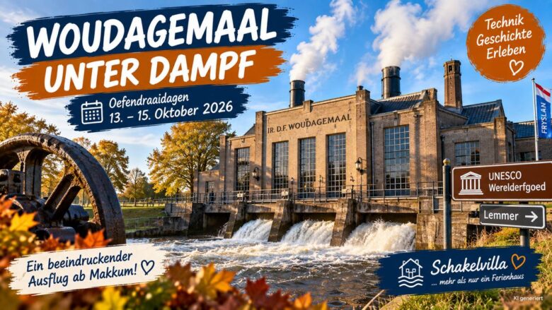 Woudagemaal unter Dampf – Oefendraaidagen 13.–15. Oktober 2026 in Lemmer (KI-generiert)