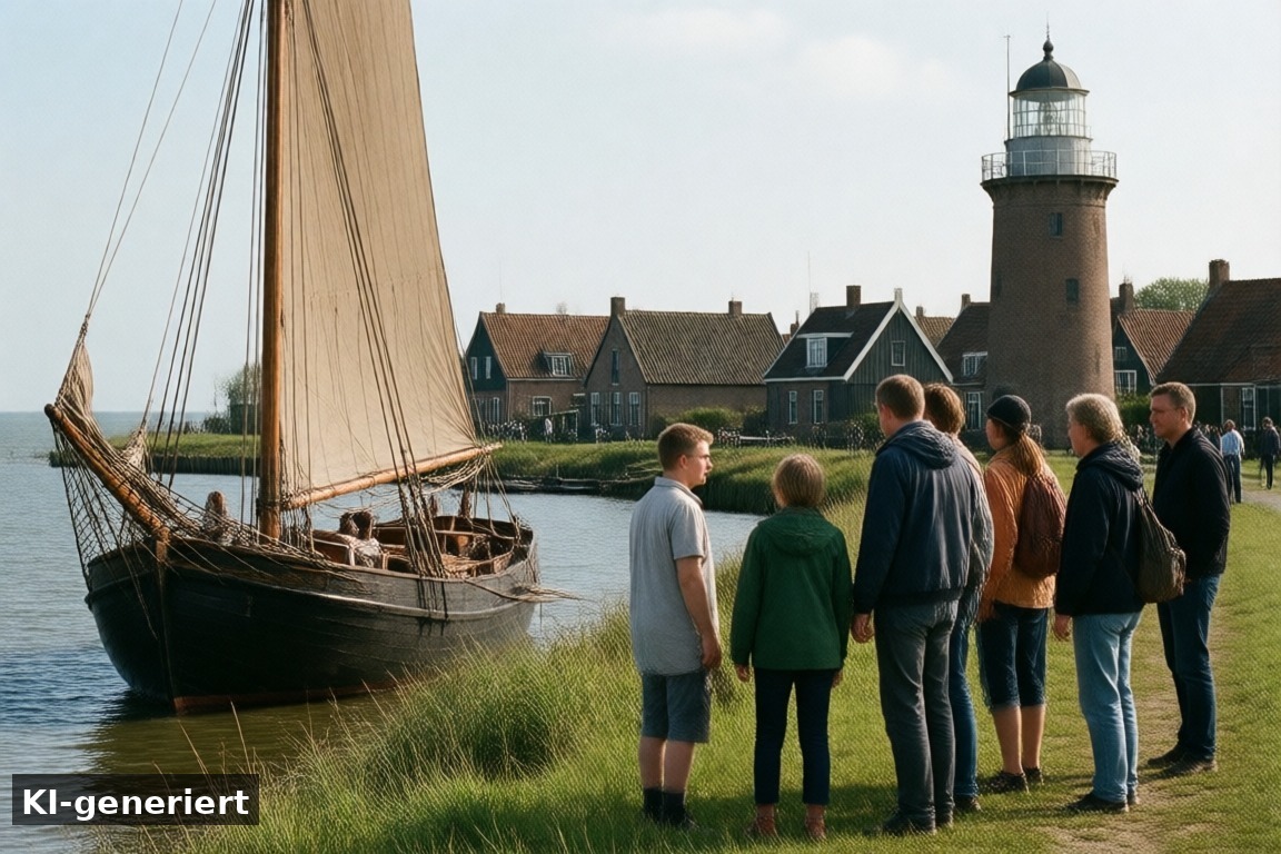 Was man mit Kindern machen kann – Molkwerum – Historischer Stopp am IJsselmeer (KI-generierte Darstellung)