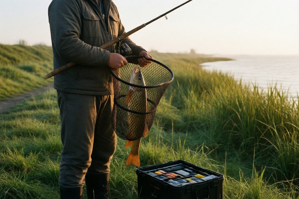 Pike Master Makkum: Angler mit Hecht im Kescher am IJsselmeer