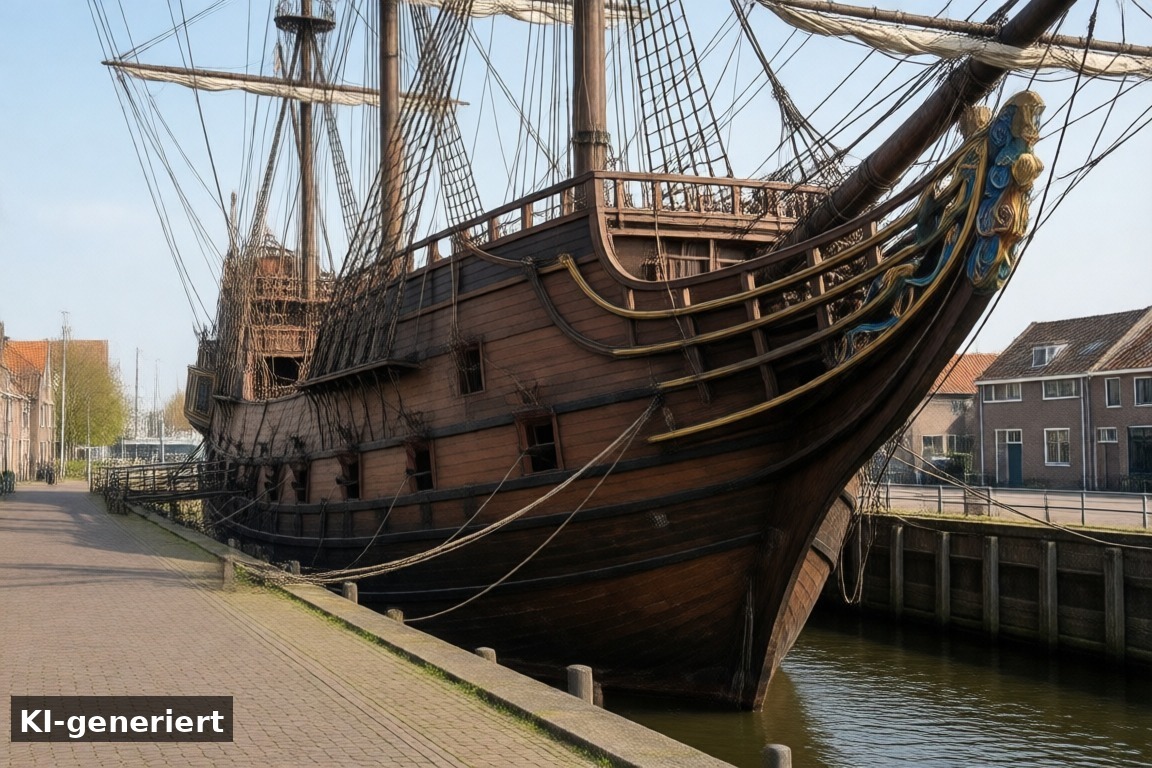 Die Batavia Werft – Geschichte hautnah erleben – Batavia Stad und Werft in Lelystad (KI-generierte Darstellung)