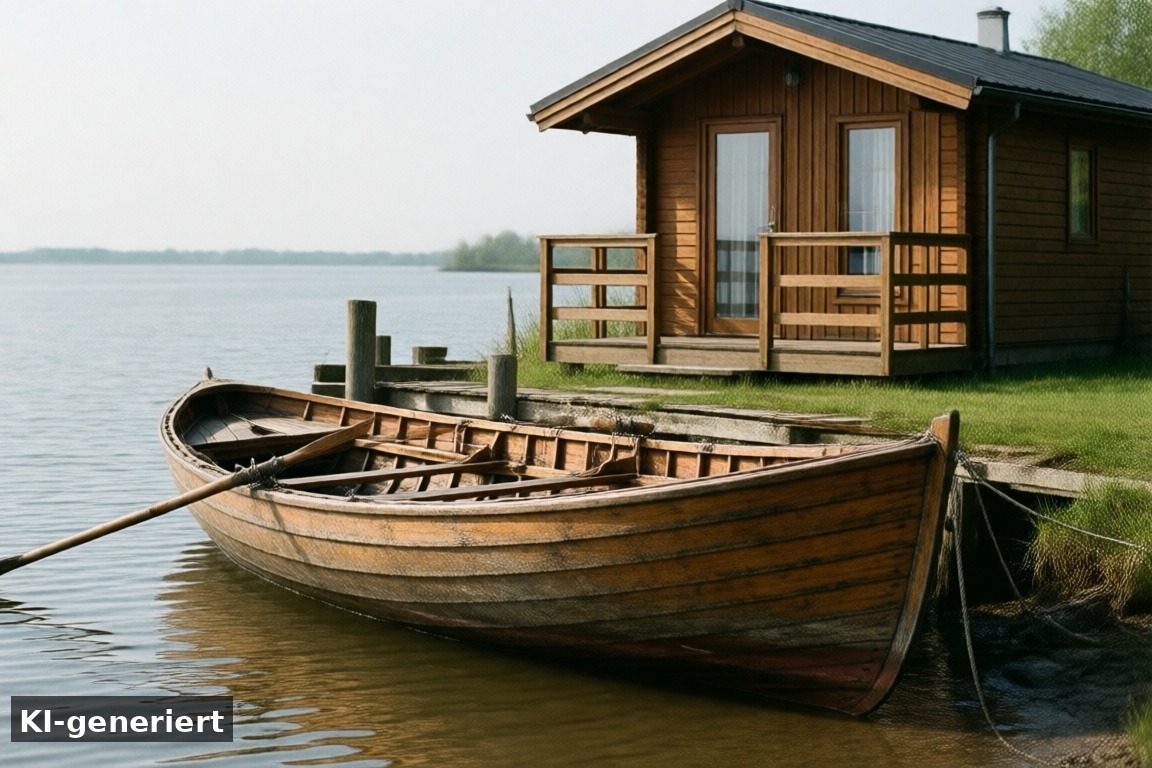 Ferienhaus mit Sauna und Ruderboot - Schakelvilla in Makkum am IJsselmeer (Niederlande) – Ferienhaus mit Sauna und Ruderboot – Schakelvilla in Makkum am IJsselmeer (Niederlande) (KI-generierte Darstellung)