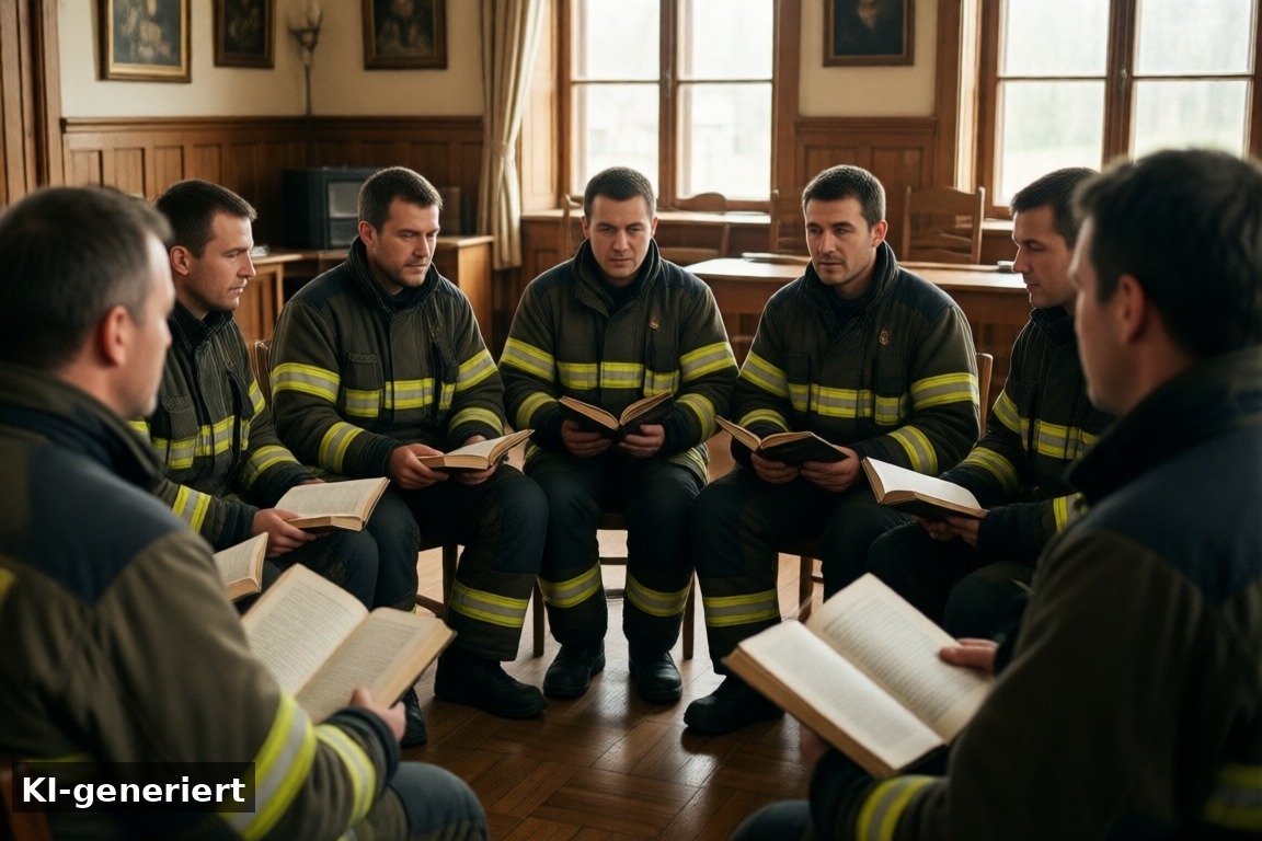 Neu im Kalender: Brânwacht lêst foar (Feuerwehr liest vor) – Veranstaltungen Makkum: Kammermusik in Piaam & Feuerwehr-Vorlesen (KI-generierte Darstellung)