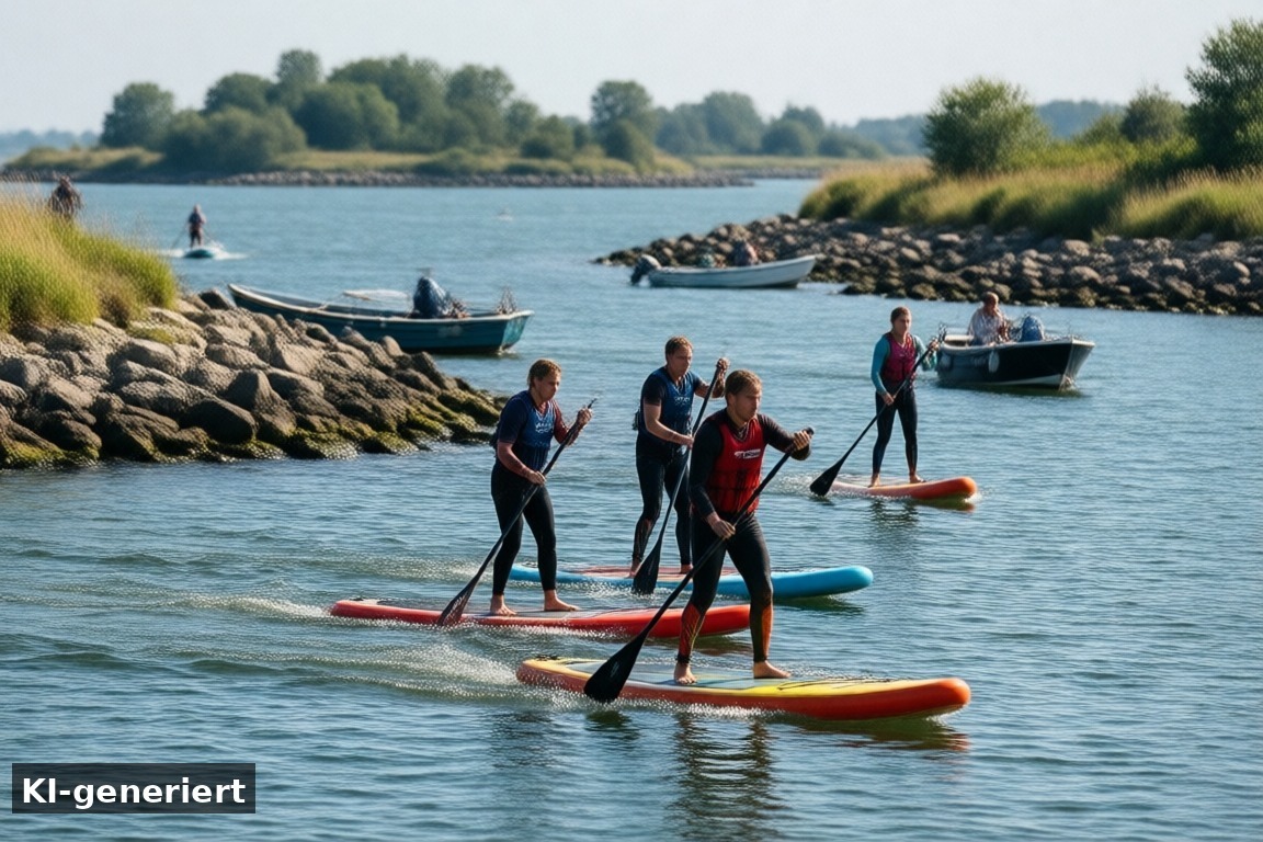 Veranstaltungen Makkum: Die aktuelle &Uuml;bersicht – Veranstaltungen Makkum: SUP-Battle & wilde Insel am IJsselmeer (KI-generierte Darstellung)