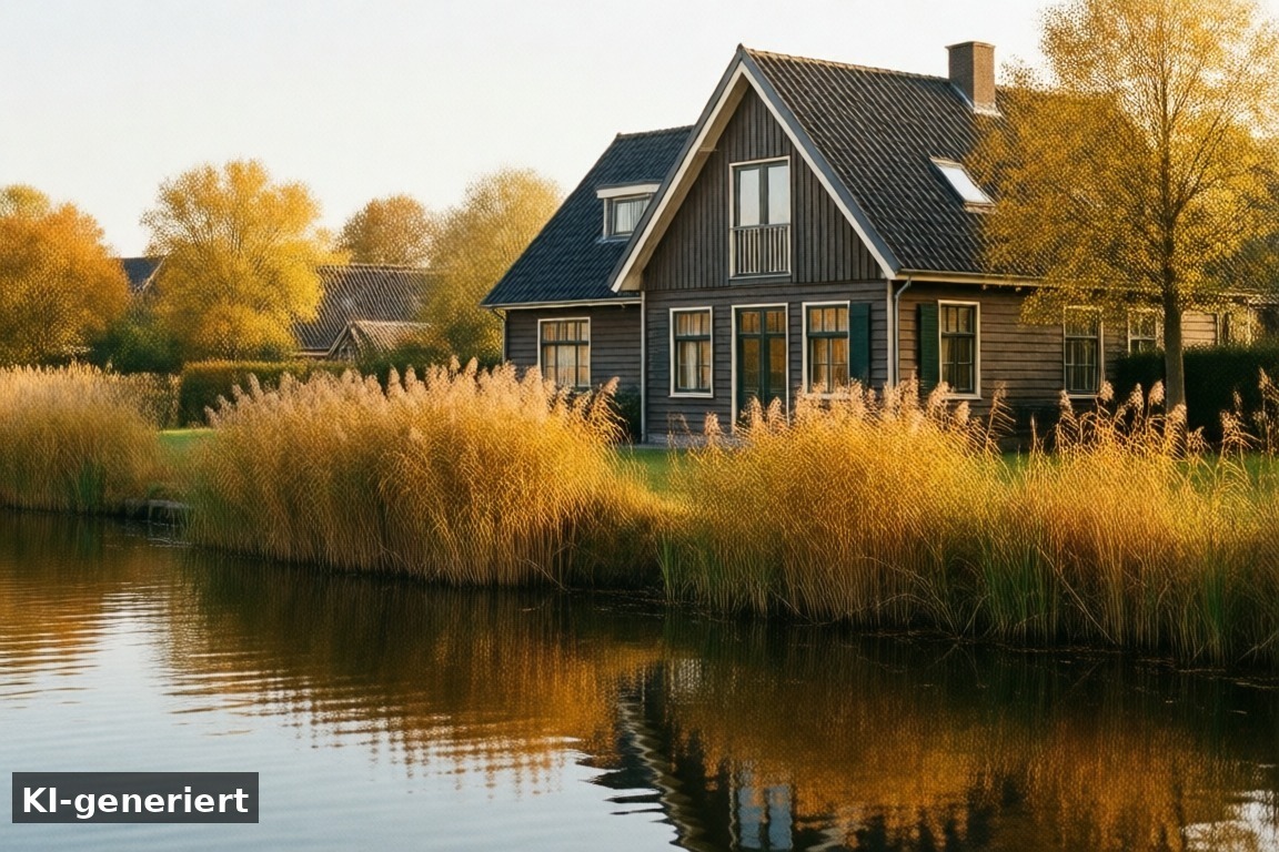 Ruhe statt Hochsaison – Herbsturlaub am IJsselmeer: Flexible Aufenthalte in der Schakelvilla in Makkum (KI-generierte Darstellung)