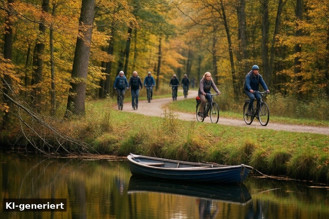 Natur erleben: Wandern, Radeln und Bootsfahrten – Veranstaltungen Makkum: Comedy Avond und die besten Herbst-Events (KI-generierte Darstellung)