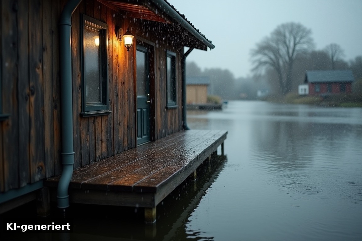 Bei Schlechtwetter – IJlst – Holzstadt und Wasserweg (KI-generierte Darstellung)
