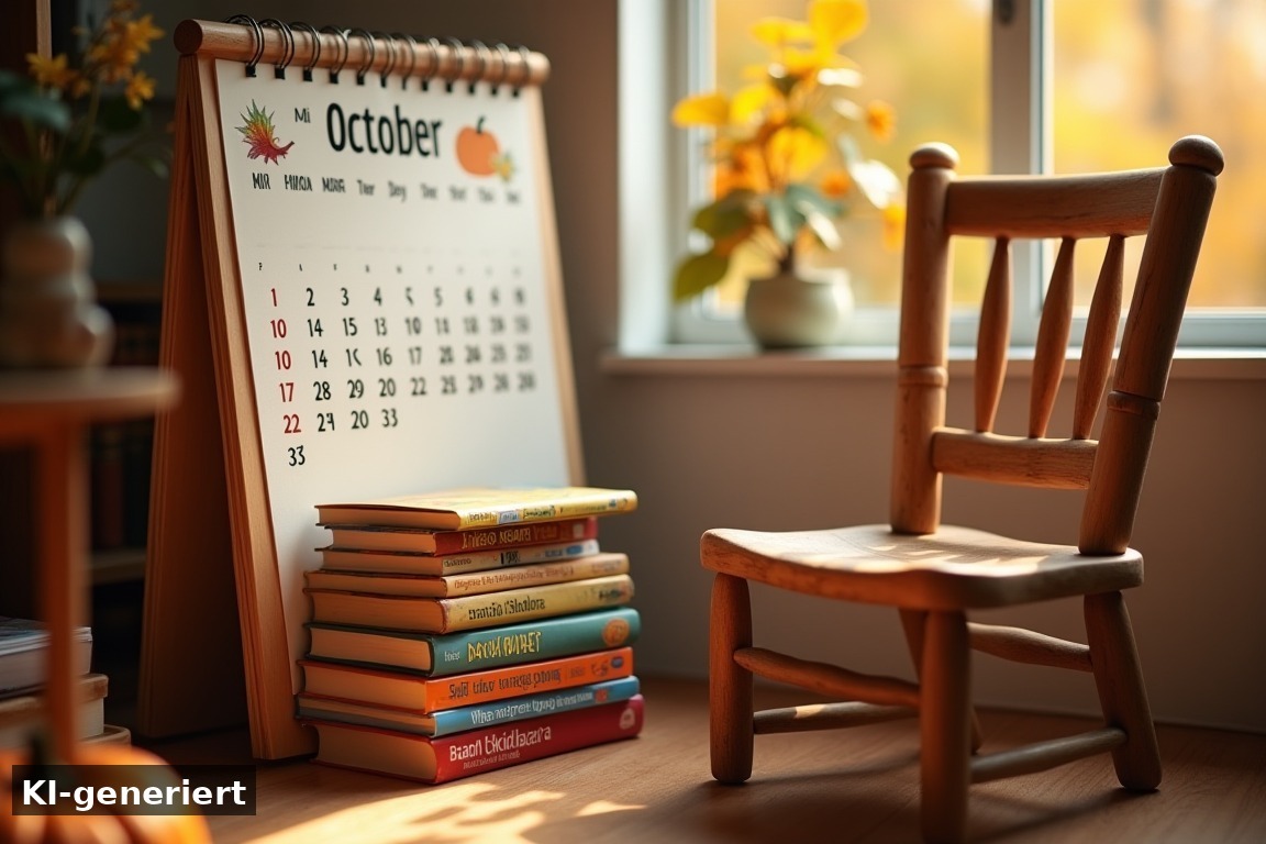 Veranstaltungen Makkum: Der Kalender reicht jetzt bis Mitte Oktober – Veranstaltungen Makkum: Vorlesen und Bücherbörse im Herbst (KI-generierte Darstellung)