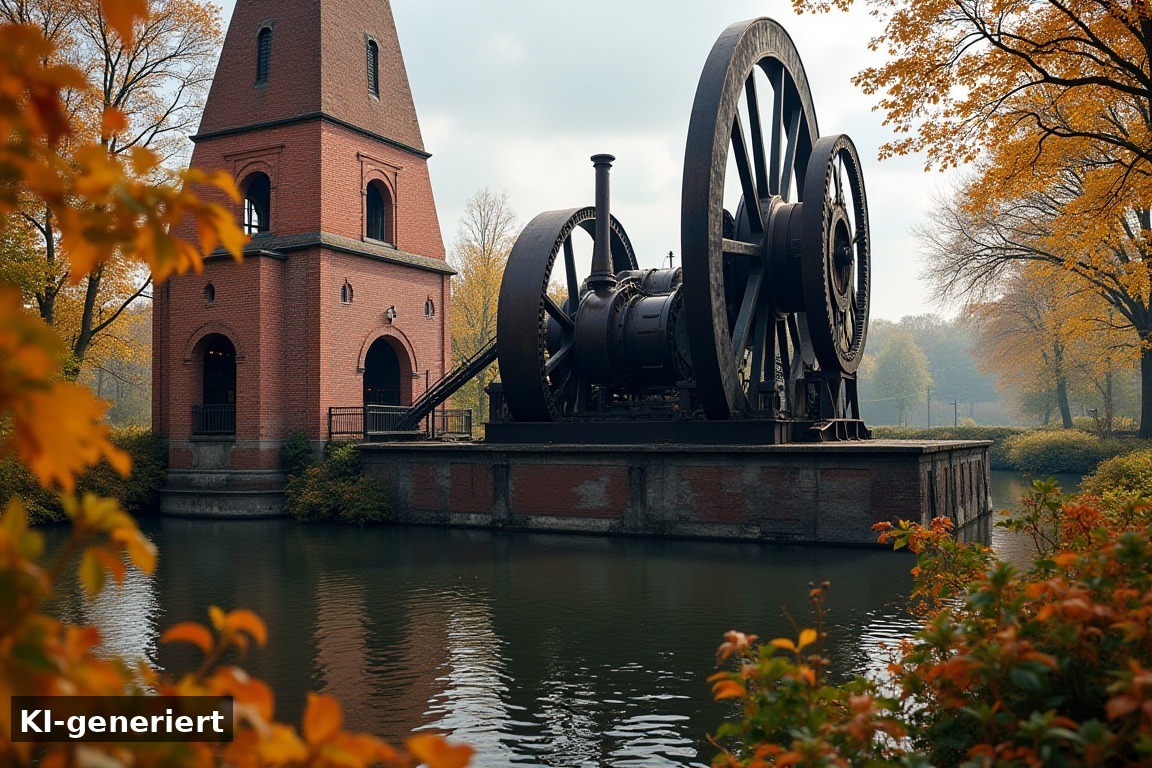 Termine und Zeiten: 13. bis 15. Oktober 2026 – Woudagemaal unter Dampf: Oefendraaidagen 13.–15. Oktober 2026 (KI-generierte Darstellung)