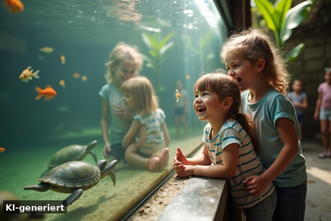 Was man mit Kindern machen kann – AquaZoo Friesland – Tierpark für Wasser- und Sumpftiere (KI-generierte Darstellung)