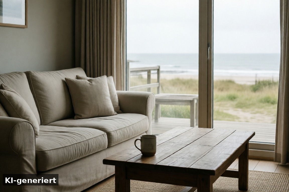 Ausstattung und Komfort in Küstenhäusern – Ferienhäuser in Holland am Meer: Strandurlaub planen (KI-generierte Darstellung)
