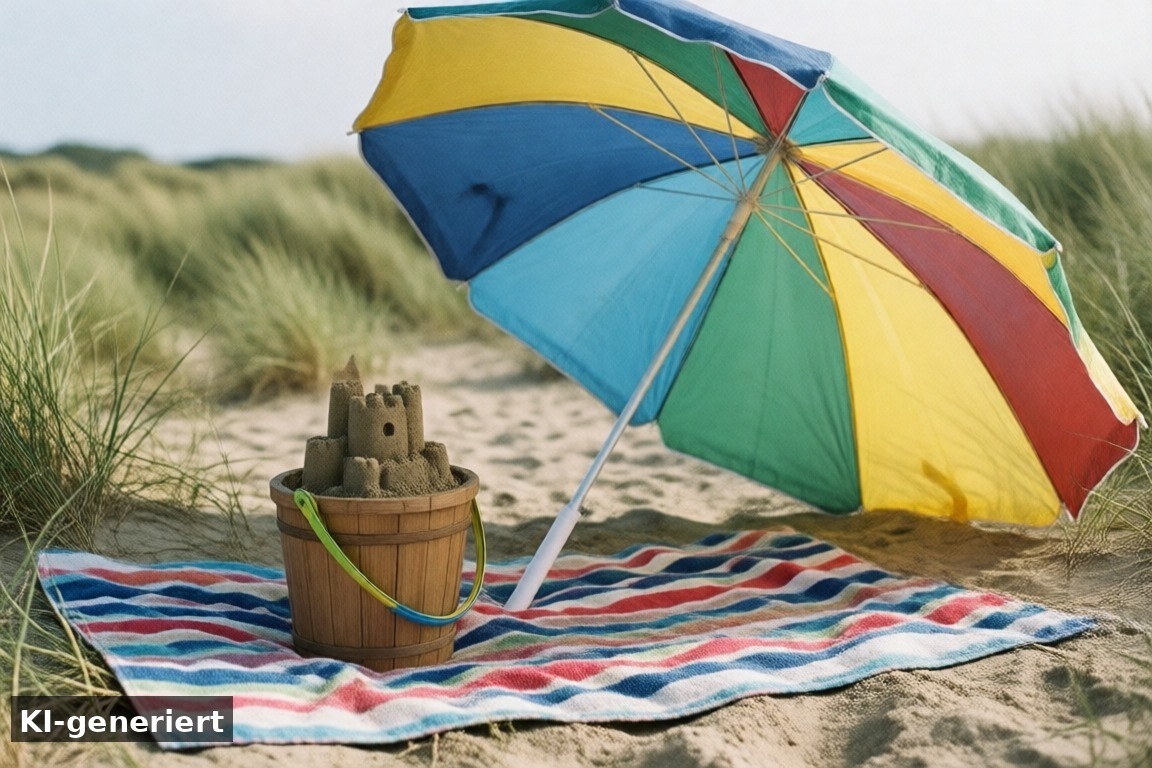 Umgebung und Ausflugsziele für Familien – Ferienhäuser in Holland am Meer: Strandurlaub planen (KI-generierte Darstellung)